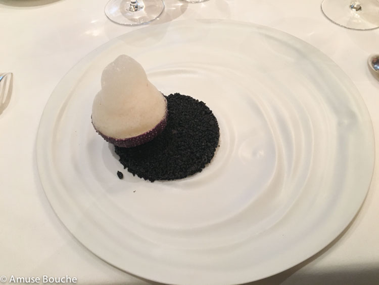 Seaurchin la Restaurant Le Cinq 3 stele Michelin Paris