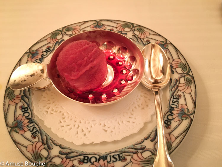 sorbet de Beaujolais la restaurant Paul Bocuse 3 stele Michelin Lyon