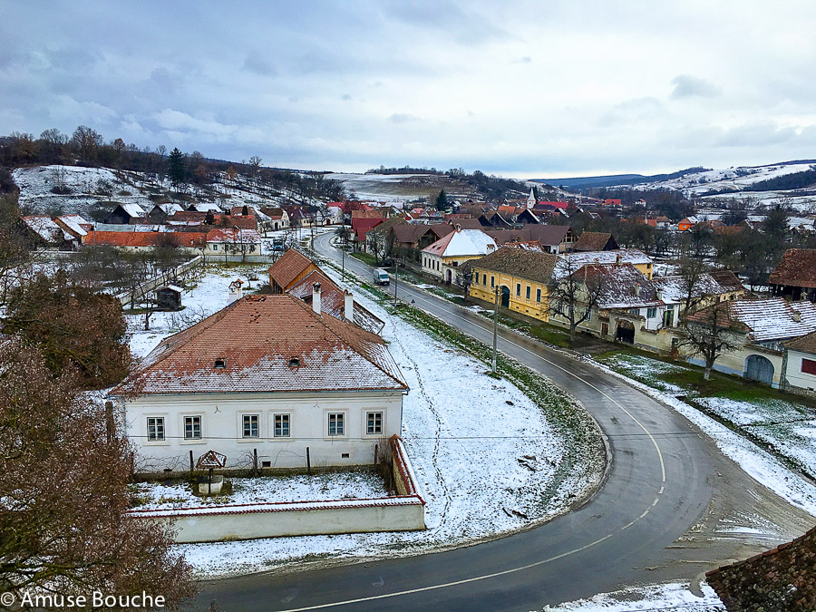 vedere din turn biserica fortificata Cincșor