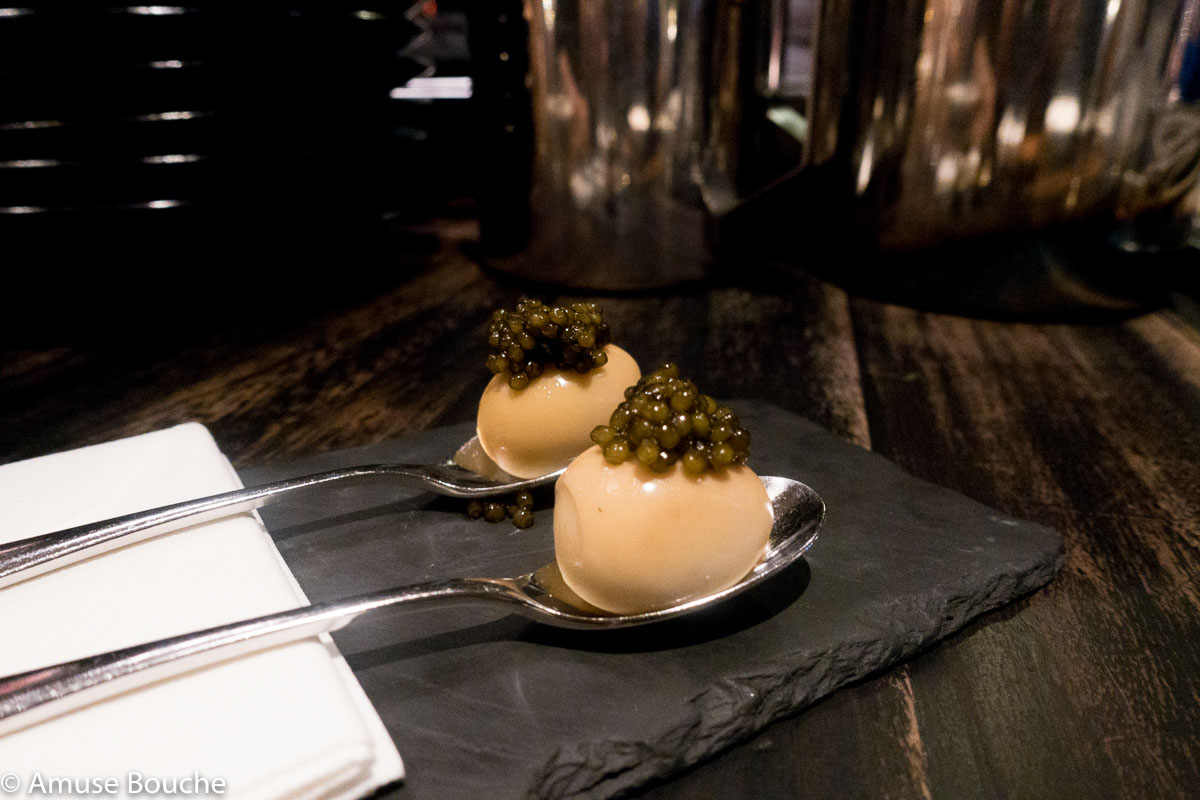 Smoked Quail Egg with Caviar Burnt Ends Singapore