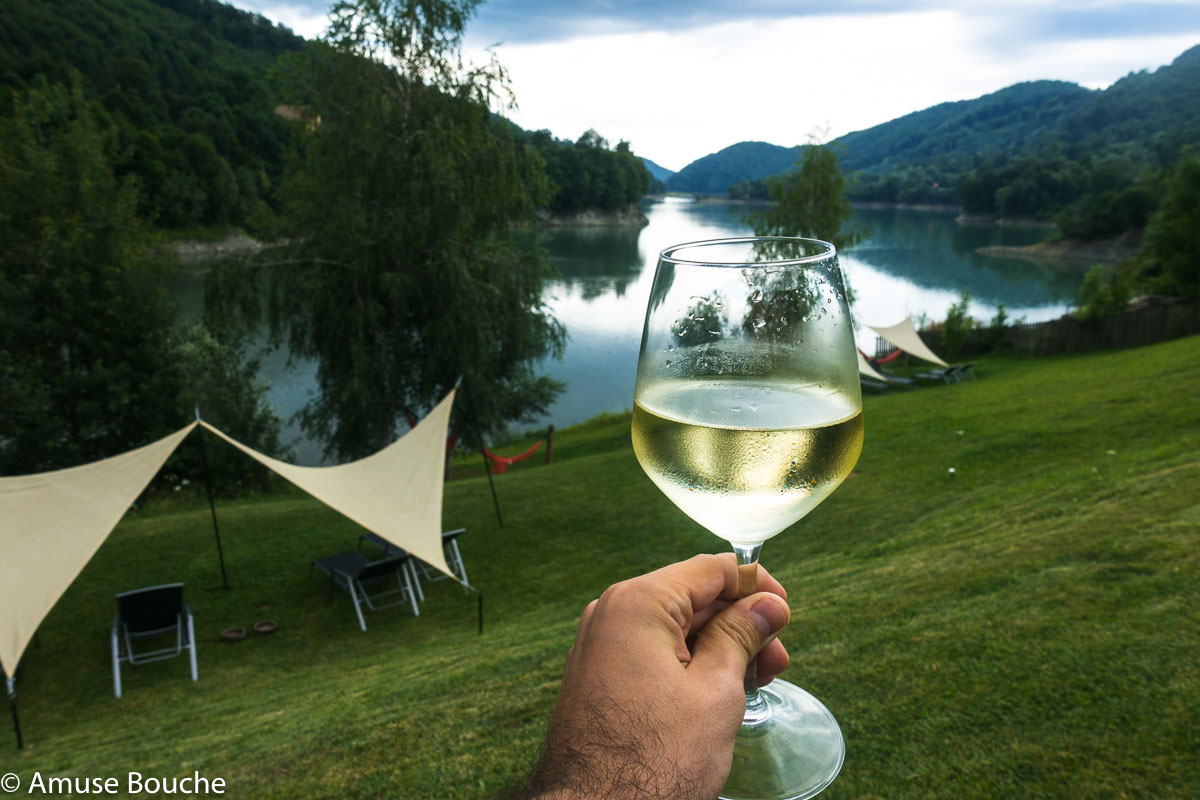 Atra Doftana Valea Doftanei priveliste lac pahar vin