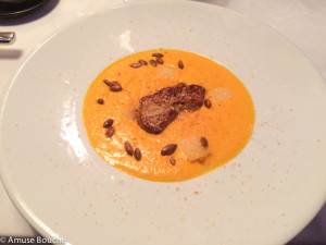 Supa crema de dovleac cu foie gras