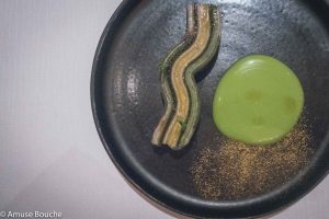 Smoked swordfish, cucumber millefeuille, chrysanthemum jelly 2