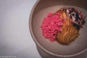 Pickled plums, purple shiso granite, creme fraiche Andre Singapore